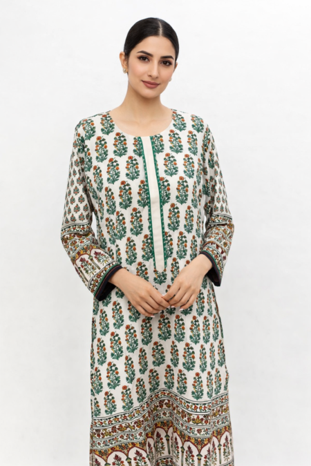 Blue Geometric Print Cotton Suit