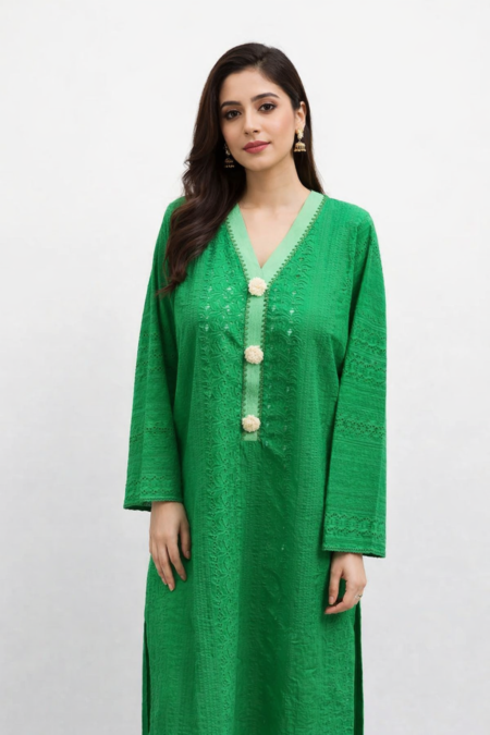 emerald green chickenkari shirt