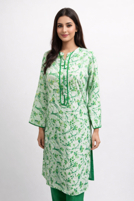 Green Leaf Print Suit