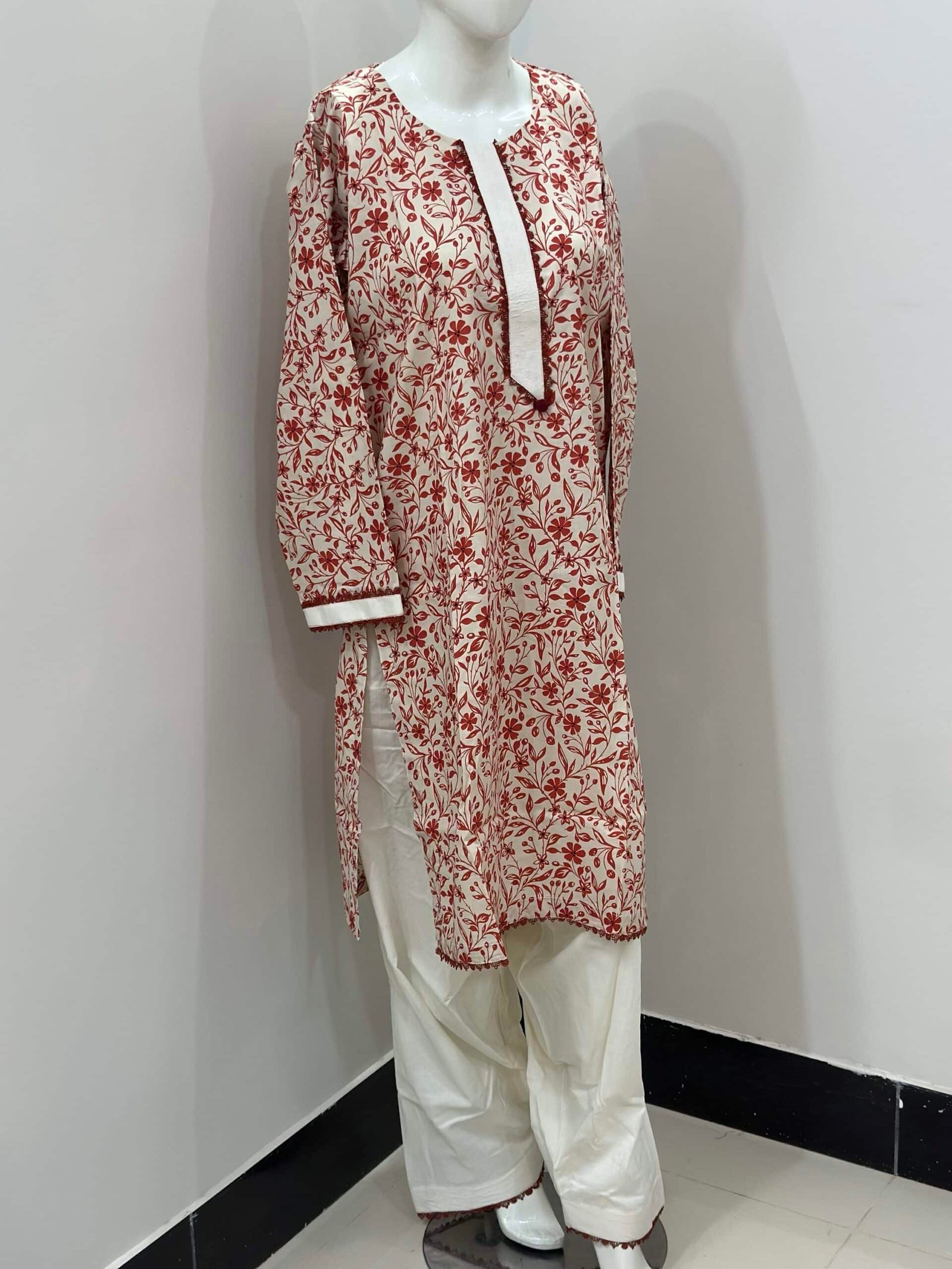 Red Floral Kurta Shalwar Set