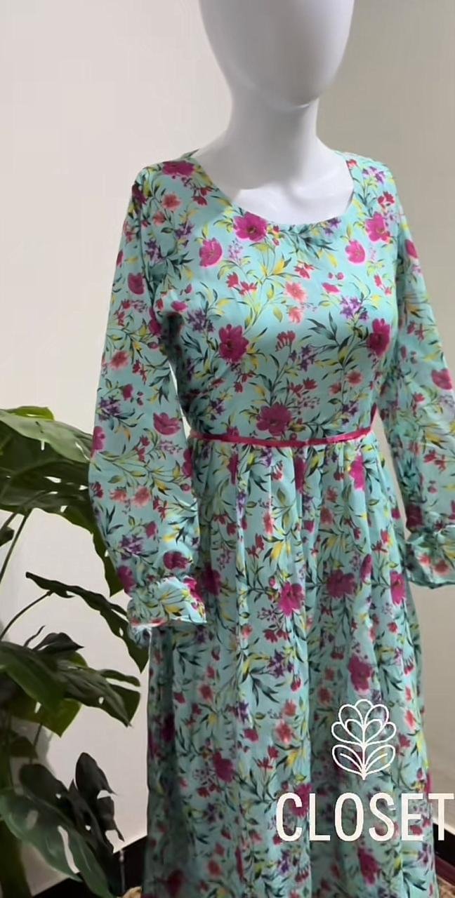 mint green flower frock