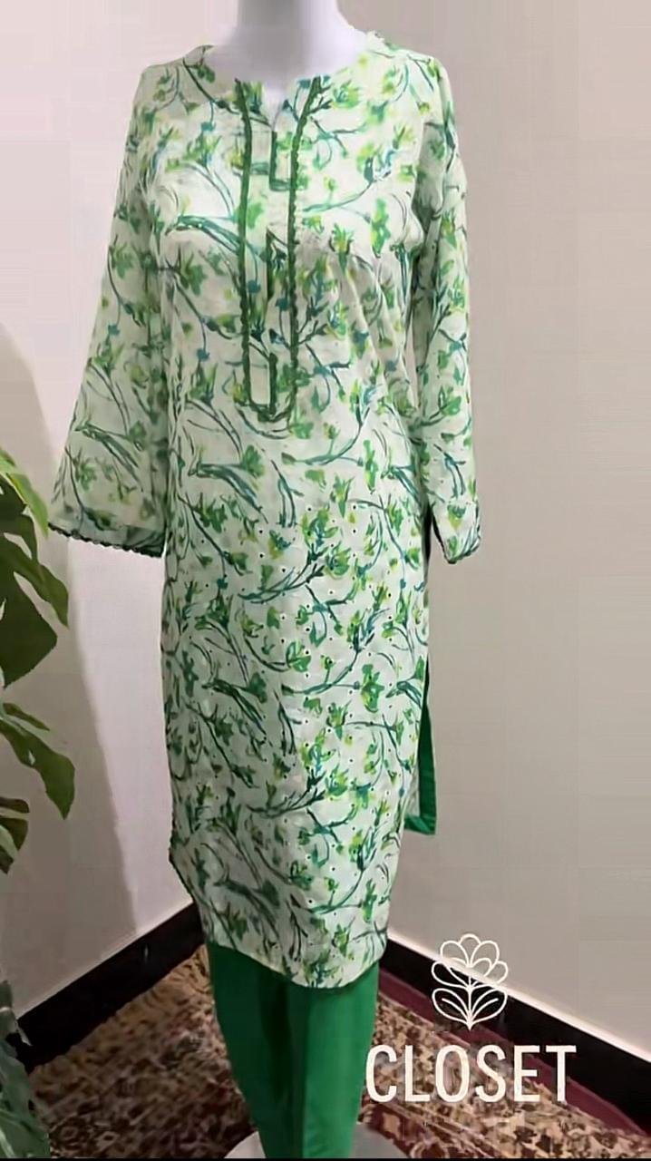 green leaf print suit
